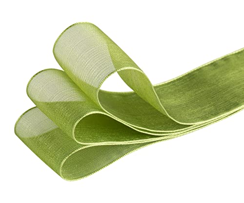 TEKDEERE 25mm Sheer Organza Ribbon,Moss Shimmer Chiffon Ribbon for DIY Crafts Wedding Party Decorations Gift Wrapping Bridal Bouquets (45M) - Image 4