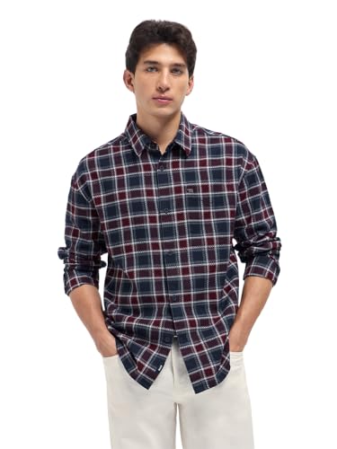 Image of Men's Grey Slim Fit Checked Flannel Casual Shirt