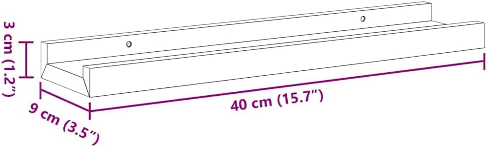 vidaXL Wall Shelf Set of 4 Sonoma Oak MDF 15.7 x 3.5 x 1.2 in Modern