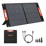 120W ポータブルソーラーパネル 発電所用 ソーラーアングルガイド 単結晶ETFE 折りたたみ式ソーラーパネル充電器 QC3.0 USB/Type-C付き 20V DC出力 調節可能なキックスタンド キャンプ RV ブラックアウト用