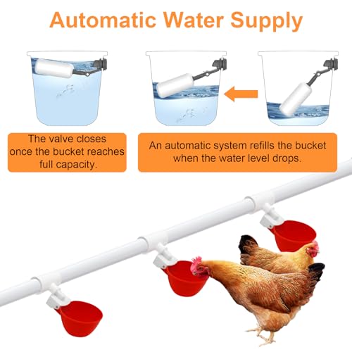 Automatischer Hühnertränker, Wassertränke Hühner mit 9 Trinkbechern und 10 Wasserrohren Automatische Geflügeltränke für Küken, Hühner, Enten und Gänse