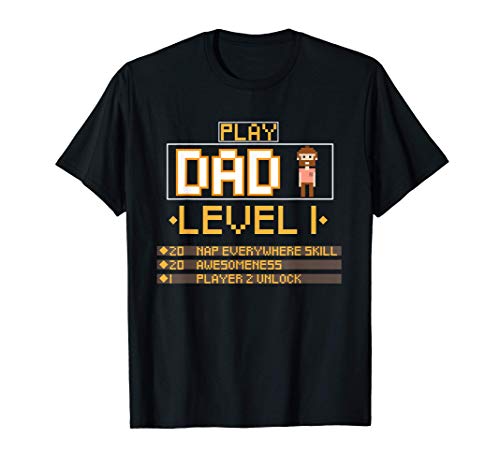 Funny new dad gifts gaming level daddy new father gifts maglietta