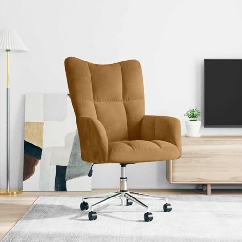 Frdhee Sillón de relax de terciopelo marrón para dormitorio, vestidor, salón