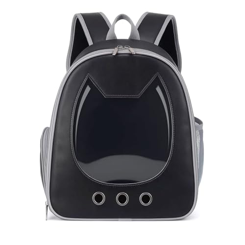 Image of Risan Pets Pet Backpack Transparent Cat & Small Dog Puppy Kitty Shihtzu Carriers for Breathable Airline Travel Approved Air Ventilation Backpack Size 16 x 13 x 9 inch Y (Grey)