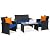 Tangkula 4 Pieces Patio Wicker Conversation Furniture Set, Patiojoy Sofa & Table Set w/4 Seats, Outdoor Rattan Sofa Set for Balcony Backyard, Wicker Chair Set with Tempered Glass Coffee Table