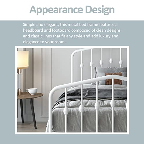 Fuiobyvv Metal Bed Frame Twin Size Platform With Vintage Headboard And Footboard Sturdy Premium Steel Slat Support Mattress Foundation No Box Spring Needed White #TOP4