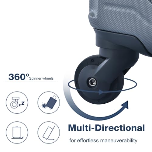 3 Piece Lightweight ABS Luggage Set with Wheels and Lock - Gray (20/24/28)4