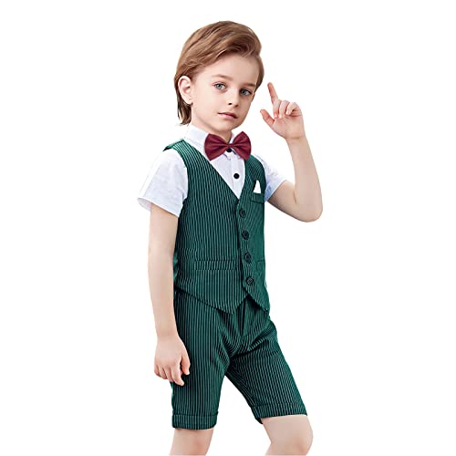 Image of Nwada Boys Suit Toddler Dress Clothes Shirt with Bow Tie, Dress Pants Sets Kids Gentleman Outfit suits