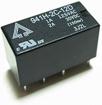 12V Small Relay, Contact Capacity: 2A, 2 Circuits, C Contacts, 941H-2C-12D
