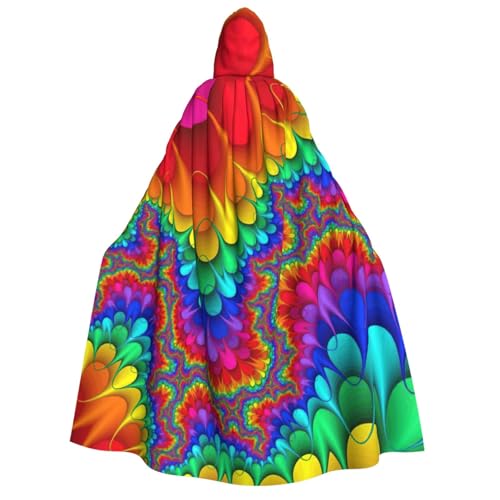 Cape à capuche arc-en-ciel rouge tie-dye unisexe pour déguisement cosplay
