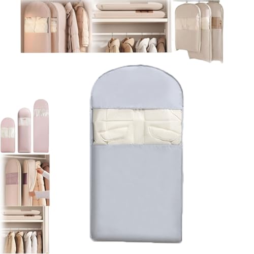 Space Saving Hanging Garment Bag with Self Compression Zipper, Otherwisie Space Saving Hanging Garment Bag, Dust Cover Clothes Bags for down Coat, Garments Bags (grey, M)