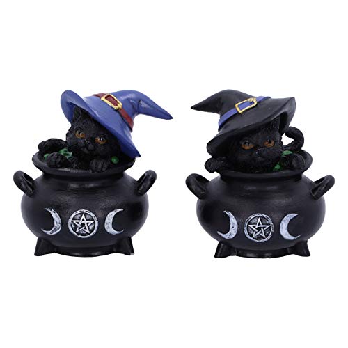 Nemesis Now Hubble and Bubble Witches znane figurki czarnego kota i kociołka, 8 cm