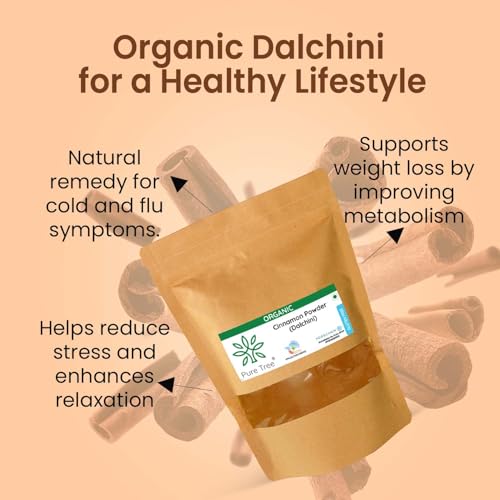 Image of Pure Tree Certified Organic Dalchini Powder | 1.8 Kg / 1800 g | Organic Cinnamon Powder | Dal Chini Powder Indian Spices Aroma & Flavour | Gluten Free Cineman Dalchini