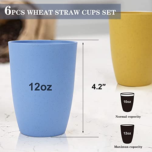 Homienly Wheat Straw Cups 6 Pcs Plastic Cups 12 Oz Unbreakable Drinking Cup Reusable Dishwasher Safe Water Glasses With 6 Colors #TOP2