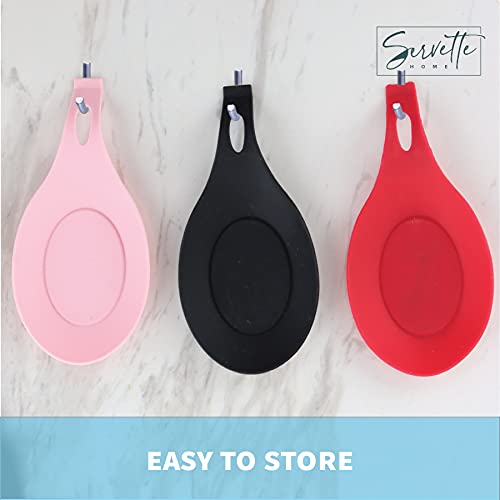 Round Silicone Spoon Rest & 4Oz Glass Salt And Pepper Shaker Set (Pink) #TOP4