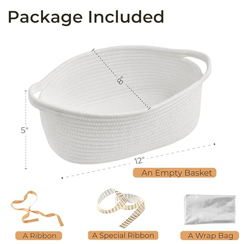Image of Gift Basket Empty, Small Baby Shower Basket for Gifts, White