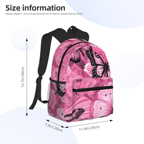 Sac à dos de voyage multifonction double épaule au design papillon rouge et noir - 4