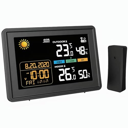 Wetterstation funk mit Außensensor 2025 Versionen 5,9 Zoll VA-Display Kabellos DCF Funkuhr Wetter station mit Farbdisplay Empfangssignal Funkuhr Innen und Außentemperatur mit DC Netzteil Schwarz Wetterstation funk mit Außensensor 2025 Versionen 5,9 Zoll VA-Display Kabellos DCF Funkuhr Wetter station mit Farbdisplay Empfangssignal Funkuhr Innen und Außentemperatur mit DC Netzteil Schwarz