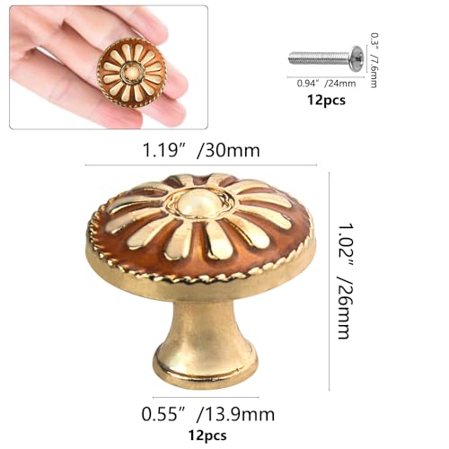 WMYCONGCONG 12Pcs Cabinet Knobs, 1.2" Diameter Vintage Dresser Handles Drawer Round Knobs with Screws - Image 2