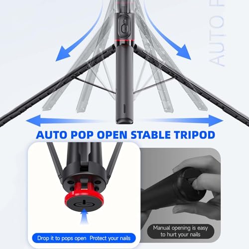 Image of Kratos K16 70 inch / 180 CM Long Selfie Stick, Pop Up Auto Open Tripod 360 Rotatable, Long Extendable Bluetooth Mobile Tripod with 1 /4 inch Screw for Mobile Phone Camera Gopro Vlogging YouTube Travel