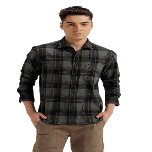 Image of BASICS 100% Cotton Checked Shirt for Men | Slim Fit | Everyday Smart Casual Wear | Full Sleeve