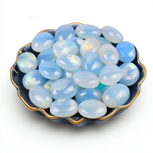 Image of Polished Stone Set Opalite Crystals, 0.8 inch Handpicked Tumbled Gemstones Rocks, Pebbles for Reiki, Chakra, Healing, Home Decor