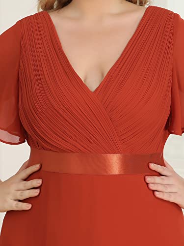 Image of Ever-Pretty Women's Chiffon Formal Evening Dresses for Curvy Women V-Neck Plus Size Floor Length Bridesmaid Dress
