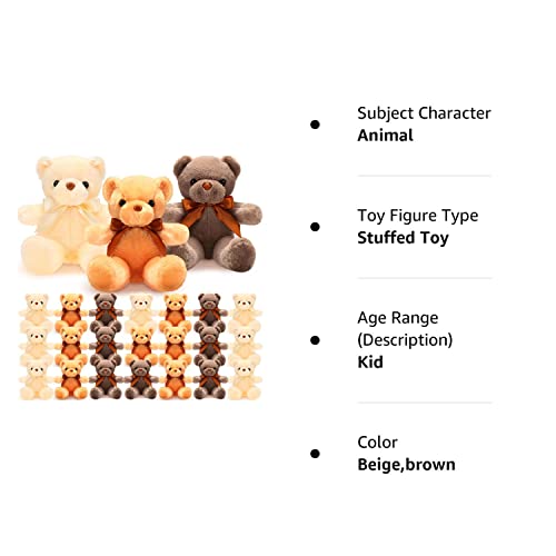24 Pcs Bear Stuffed Animal Bulk 12 Inches Plush Soft Cute Small Bear Kids Sleeping Playing Dolls Toys For Christmas Baby Shower Valentine's Day Birthday Girlfriend Gifts (Brown, Light Brown And Beige) #TOP7