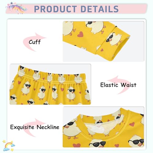ALAZA Cute Duck Love Heart Pajamas Long Sleeve Sleepwear 2-Piece Pajama Set4