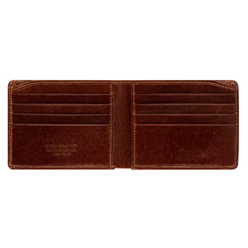 Giudi Elegant Bifold Men's Wallet Made in Italy - Soft Touch Genuine Leather - 2 Cash Pockets - 8 Card Holders Slots - Beautiful Brown Color - Excellent Expensive Gift for Man3