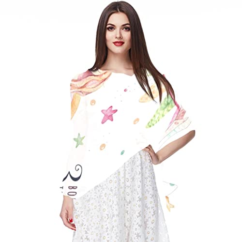 Écharpe longue licorne et flamant rose idée cadeau Noël femme voile hijab en mousseline