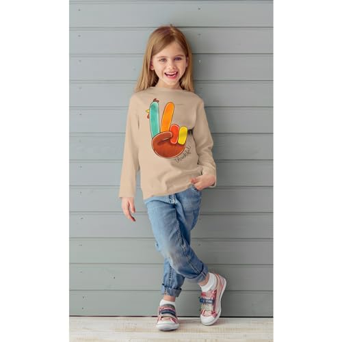 Thanksgiving Shirts for Kids Girls Boys Funny Turkey Long Sleeve T-Shirt Fall Thankful Casual Tee Tops 7-12Years2