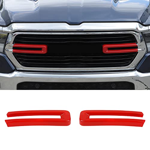 Front Grille Inserts Trim Cover Grill U Bar Cover Frame Decoration Exterior Accessories for Dodge RAM 2018 2019 2020 2021 2022,Red