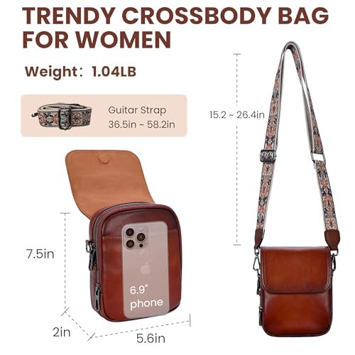 Image of HESHE Small Leather Crossbody Bag for Women RFID Phone Purse with Card Slot