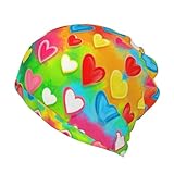 Fashion Beanie Hats for Unisex Men Women, Colorful Love Hearts Warm Outdoor Hat Skullies Beanies for Motorcycle Sport, Large Slap Hat Winter, Stay Warm Stylish