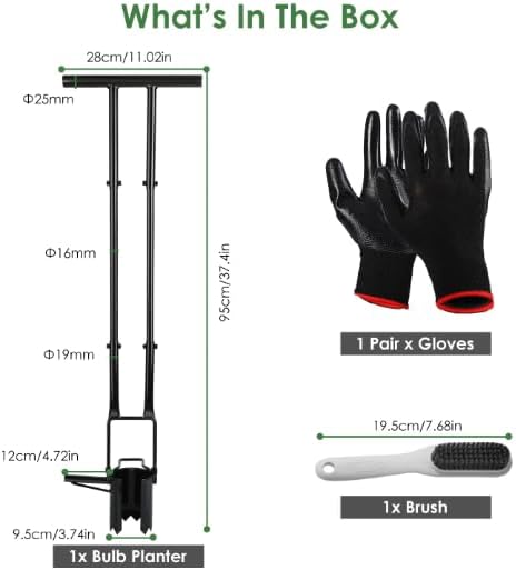 Ergonomic Long Handle Bulb Planter, 5-in-1 Multifunctional Garden Planting Tool for No-Bend Digging
