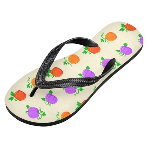 Burbuja Orange Purple Pumpkins Flip Flops for Women Men, Soft Thong Sandals Rubber Slippers for Pool Beach Essentials2