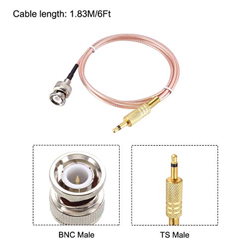 Cable de audio BNC macho a Jack 3.5mm mono macho de 1.8 m miniatura 2