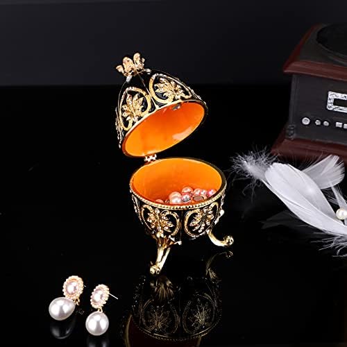 SUMTree Enameled Faberge Egg, Decorative Hinged Jewelry Trinket Box with Sparkling Rhinestones, Unique Gift/ Ornament for Home Dresser Birthday Party, Black
