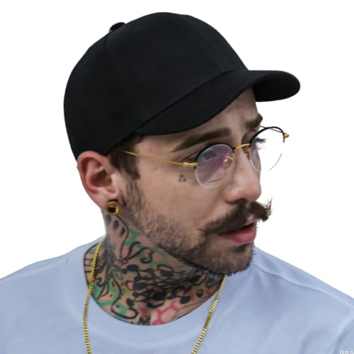 Clape Fashion Gorra de Sarga de algodón de ala Corta para Deportes al Aire Libre, Gorra de béisbol antisudor, Protector Solar, Estilo Camionero/béisbol, Gorra, Hombre, Negro