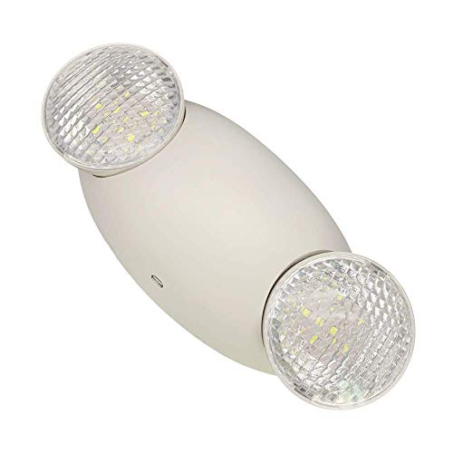AmazonCommercial LED Emergency Light, UL Certified, 2-Pack, Adjustable Two LED Bug Eye Head, Battery Backup, Nickel