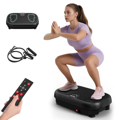 Relife Vibration Plate Exercise Machine Fitness Platform Whole Body Shaker Vibrate Stand Board Lymphatic Drainage Shaking for Weight Loss Fat Burning with 2 Resistance Bands Home Gyms Workout,400Lbs.