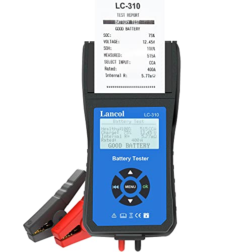 Car Battery Tester with Printer 12V Automotive Load Tester Alternator Tester Auto Digital Analyzer Tool Charging Cranking System Tester for Car Truck Motorcycle ATV SUV Boat Yacht
