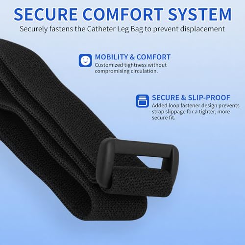Image of 4 Packs Leg Bag Straps(Black), Buckle-Type Hook and Loop Strap,Urine Drainage Bag Strap Catheter Leg Bag Straps with Soft Elastic Fabric Comfortable Silicone Grips for Men Women