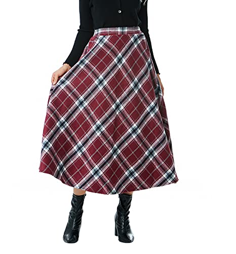 Jupe longue hiver taille haute élastique plissée coupe trapèze - 3