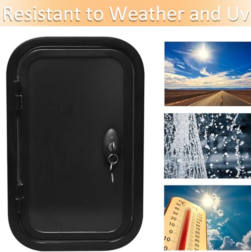 HWHongRV Rv Compartment Access Door, Aluminum Alloy Rv Baggage Door, Rv Trailer Electric Power Cord Cable Hatch with 2 Keys for Rv Pontoon Truck Camper Travel Trailer 19.7 X 11.8 Inch Blck by HWHongRV - Used condition - Image 4