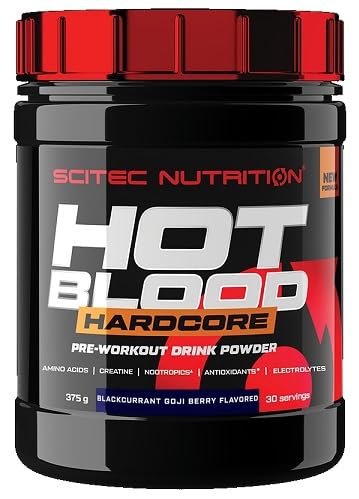 Scitec Nutrition Hot Blood Hardcore, pre-Workout Drink Powder with Amino acids and creatine, 375 g, Blackcurrant Goji Berry
