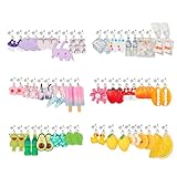 30 Pairs Weird Cute Funny Fun Dangle (or Clip on) Earrings set for Women Unique Bear Duck Mushroom Fruit Flowers Food Animal Drop Dangle Aesthetic Earrings Gifts for Women (clip on)