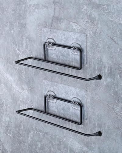 Image of TEKCOOL Self Adhesive GI Steel Toilet Paper Stand /Tissue Roll Hanger for Bathroom /Nepkin Holder /Towel Holder(Black) (2).