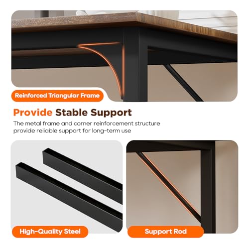 Image of PayLessHere | 63 Inch Computer Desk | Vintage | Office Desk with Metal Frame, Adjustable Feet | Water-Resistant, Scratchproof Surface | Sturdy Writing Table for Home Office or Study | Pack of 1